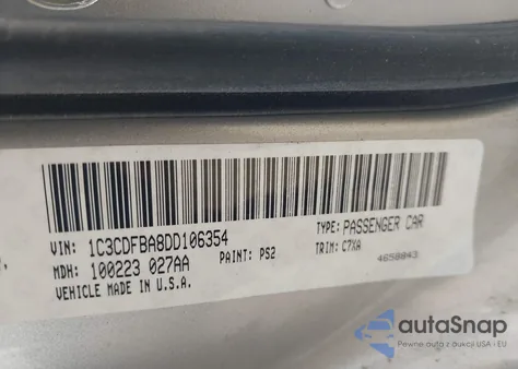 2013 Dodge Dart Rallye z USA, uszkodzony, nr VIN 1C3CDFBA8DD106354